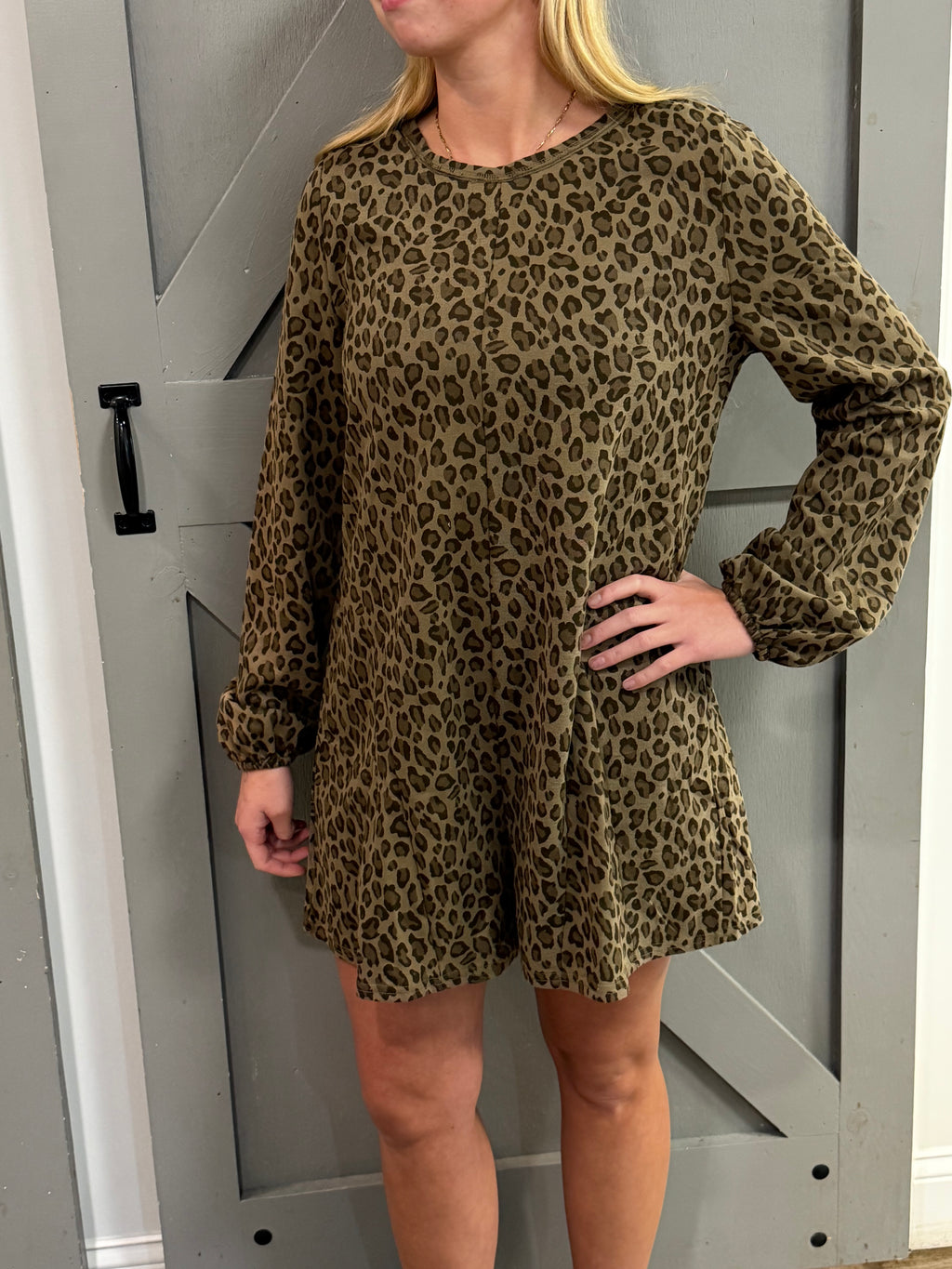 Long sleeve leopard romper