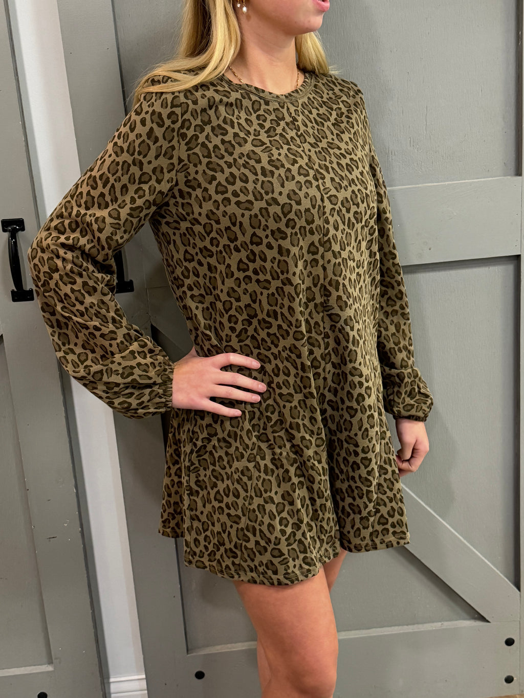 Long sleeve leopard romper