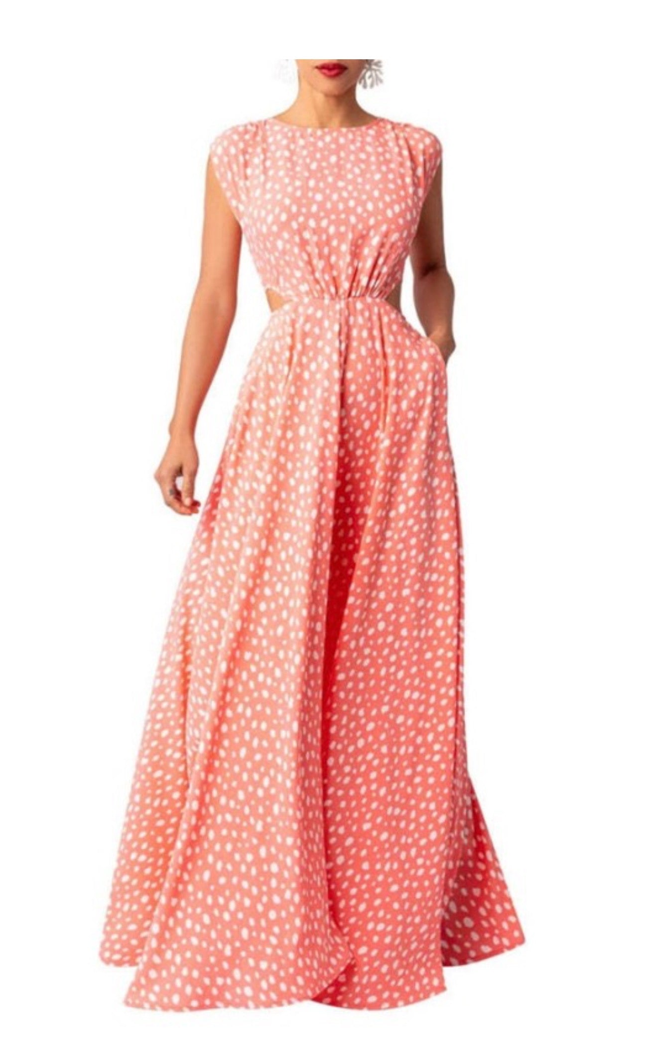 Coral Polka Dot Maxi